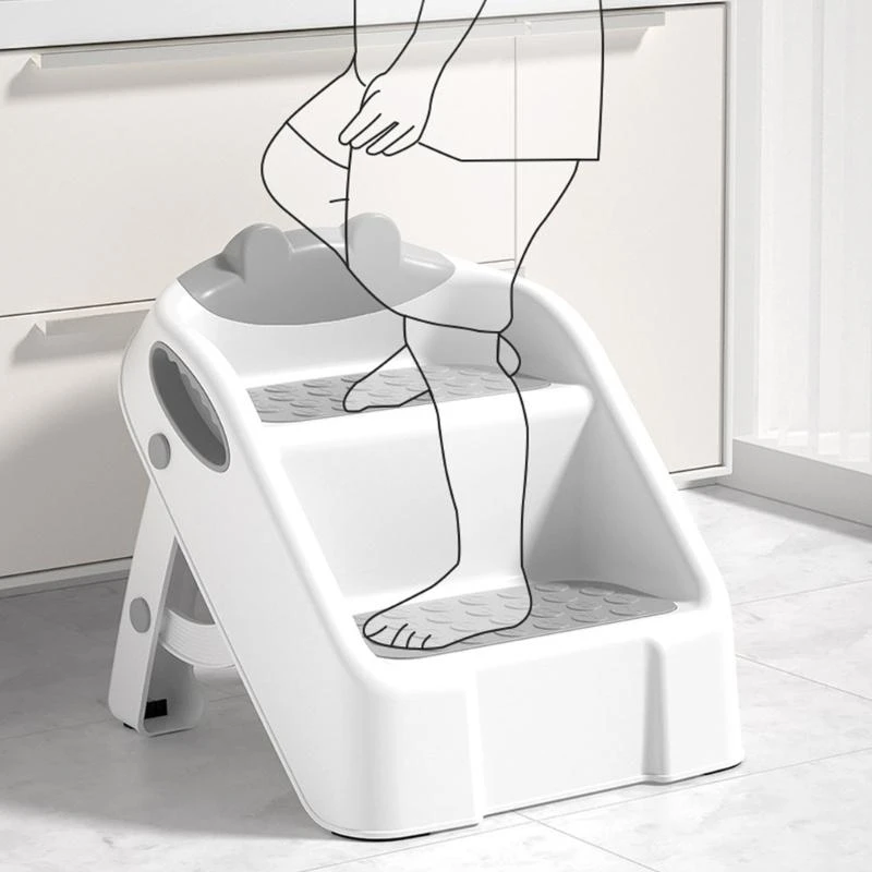 J15U Toddler Stepping Stool Kids Step Stool Foldable Baby Ladder Stool Helper 2 Step Stool for Bathroom and Potty Training