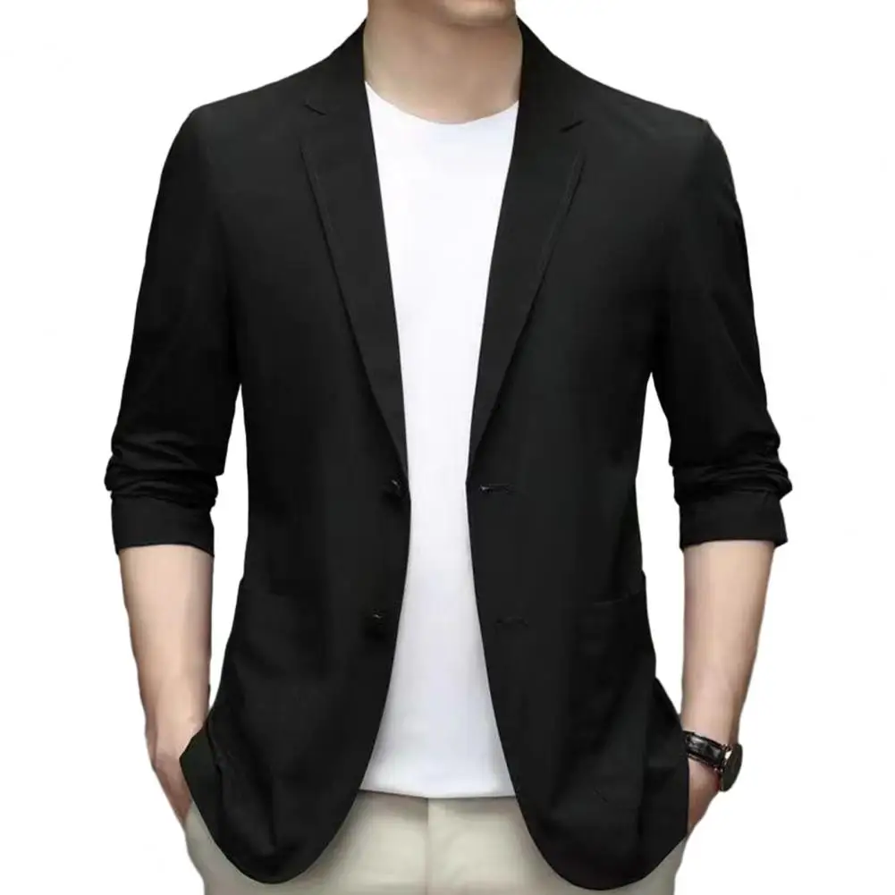 

Men Suit Jacket Elegant Men's Suit Jacket with Lapel Collar Long Sleeves Button Placket Stylish Business for Work for Men