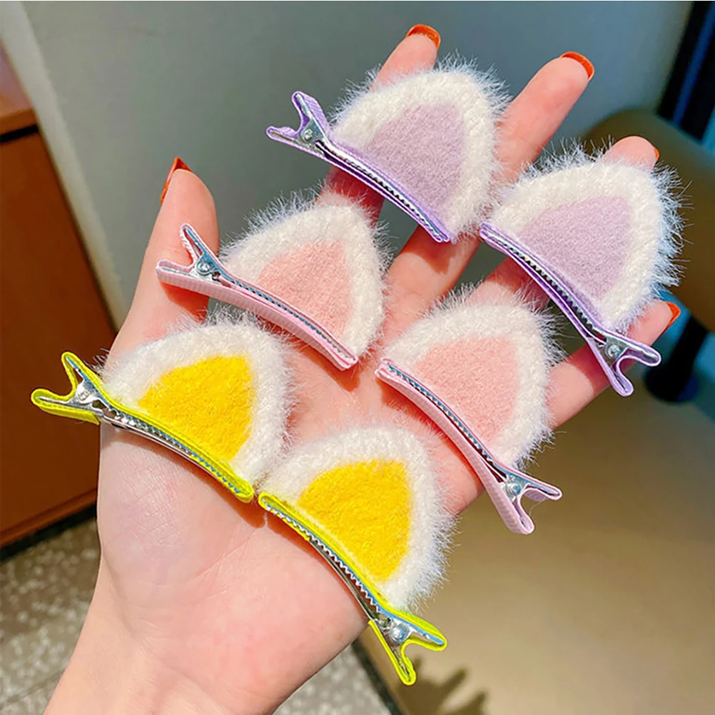 8 pçs adorável grampos de cabelo de pelúcia forma de orelha de gato grampos de cabelo cosplay traje clipes adoráveis presilhas belos acessórios de cabelo novo