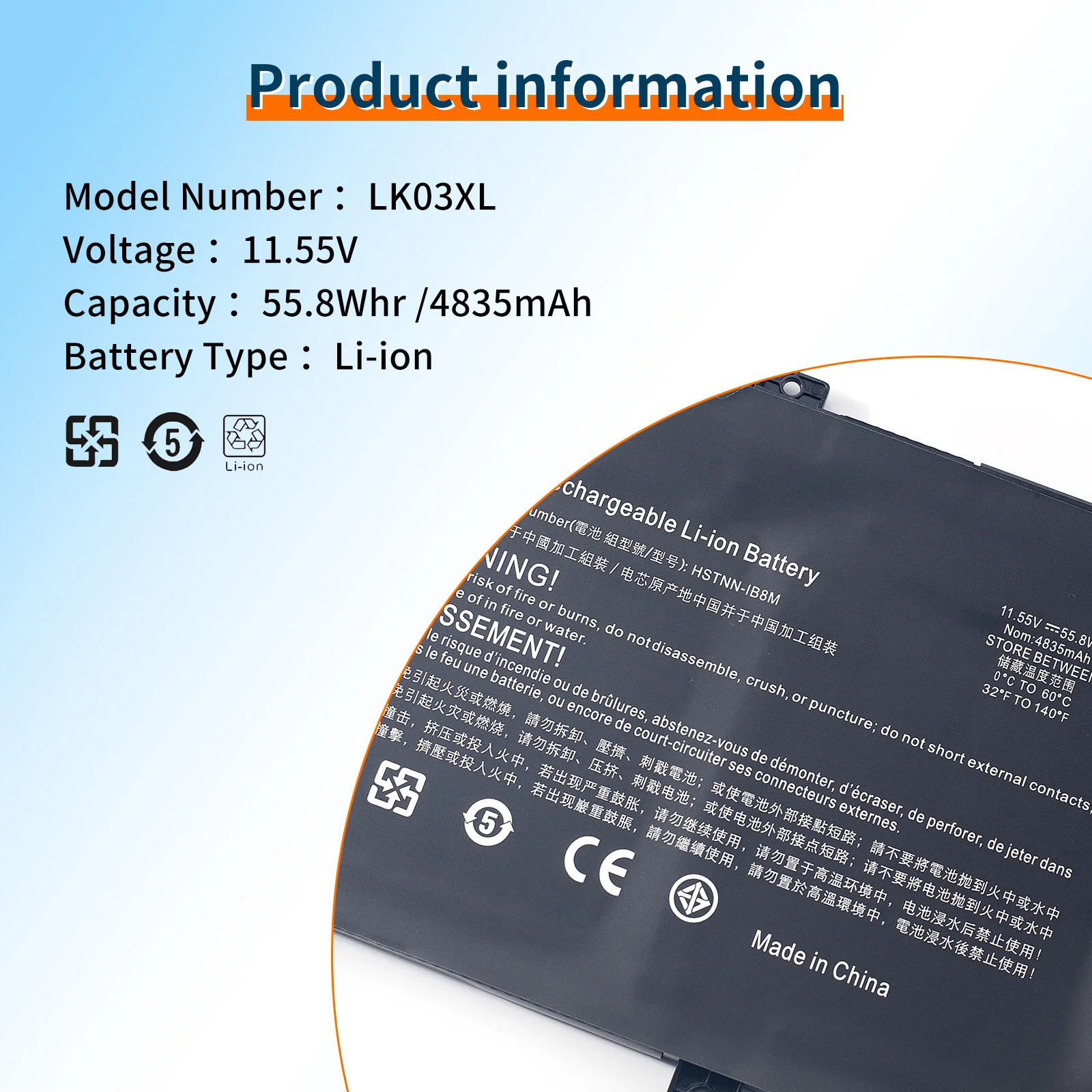 BVBH bateria do portátil para HP, LK03XL, inveja 15x360, 15-bp, 15-cn, TPN-W127, W128, W129, W132, HSTNN-LB7U, HSTNN-UB7I, HSTNN-IB8M, LB8J