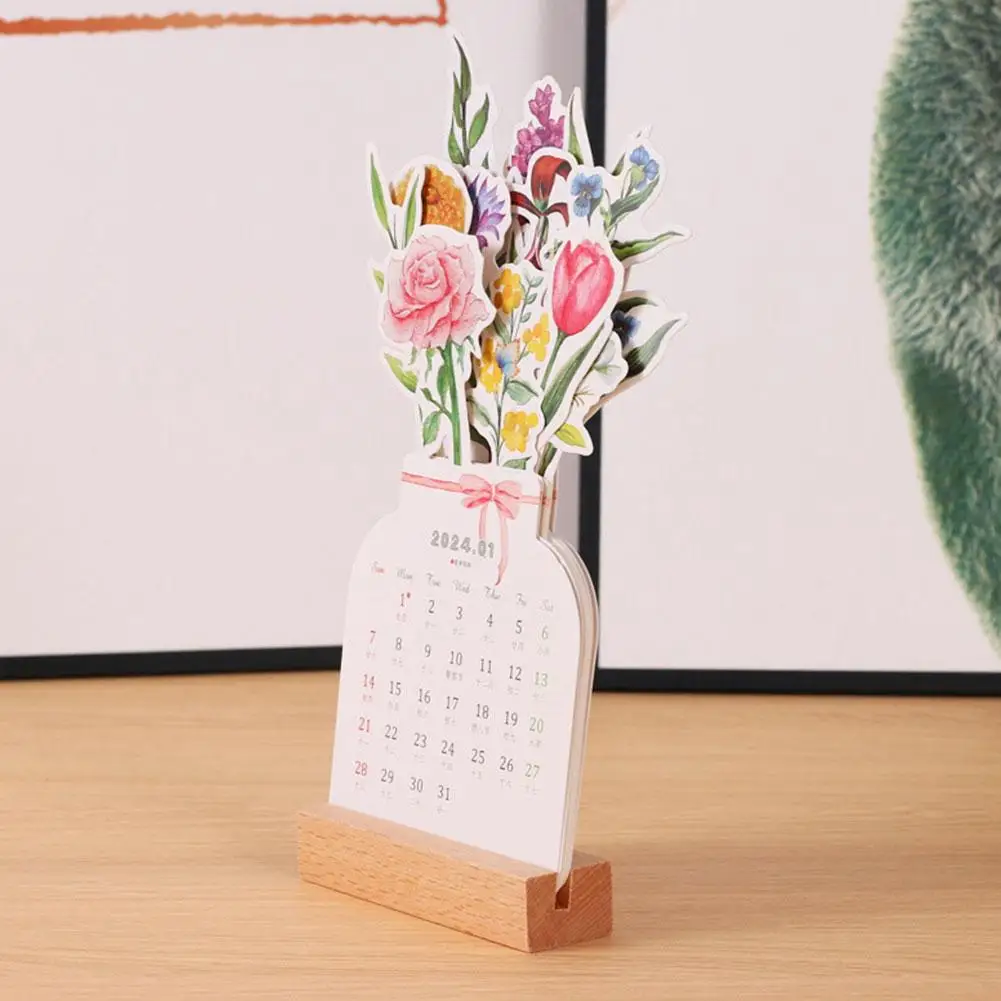 2024 Wooden Frame Calendar Cute And Creative Calendar Pendant Decoration Production Notepad Calendar C4A0