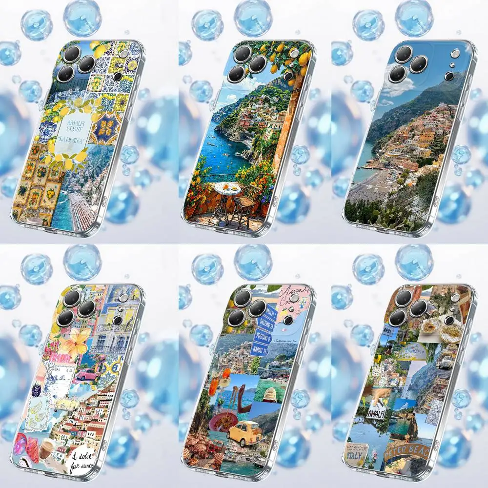 

European Amalfi Coast Lemon Phone Case For iPhone 17,16,15,14,13,12,11 Plus,Pro,Max,Plus,E,SE4,Air,Mini Transparent