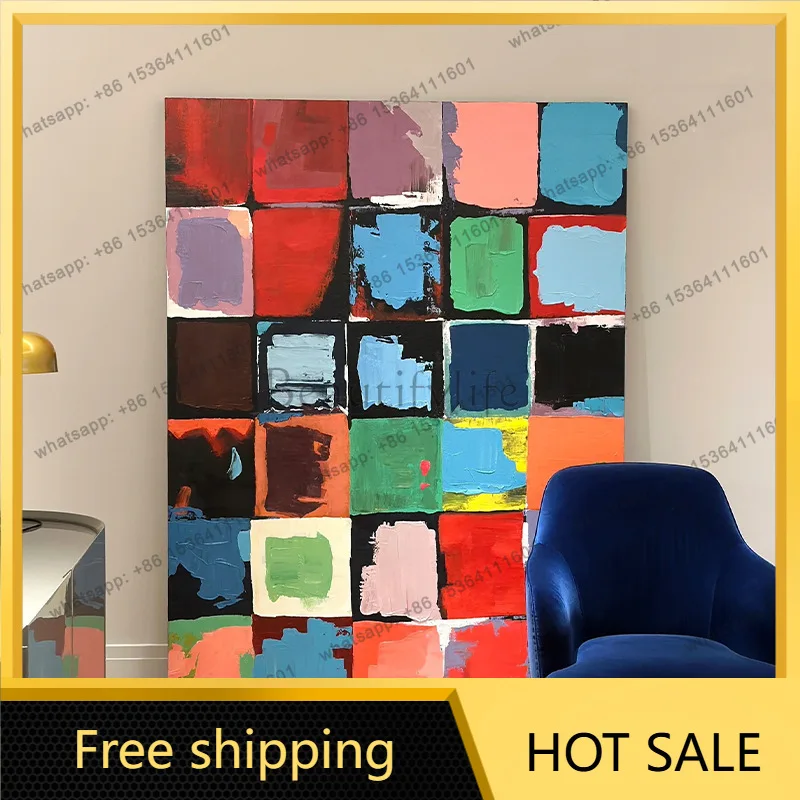 LJY medieval dopamine style living room decoration painting light luxury French floor entrance