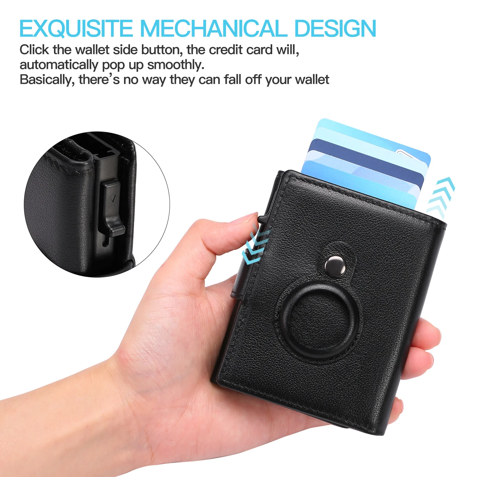 Genuine Leather RFID Blocking Mens Wallet Business Automatic Card Case Credit Holder Brand Qaulity Men