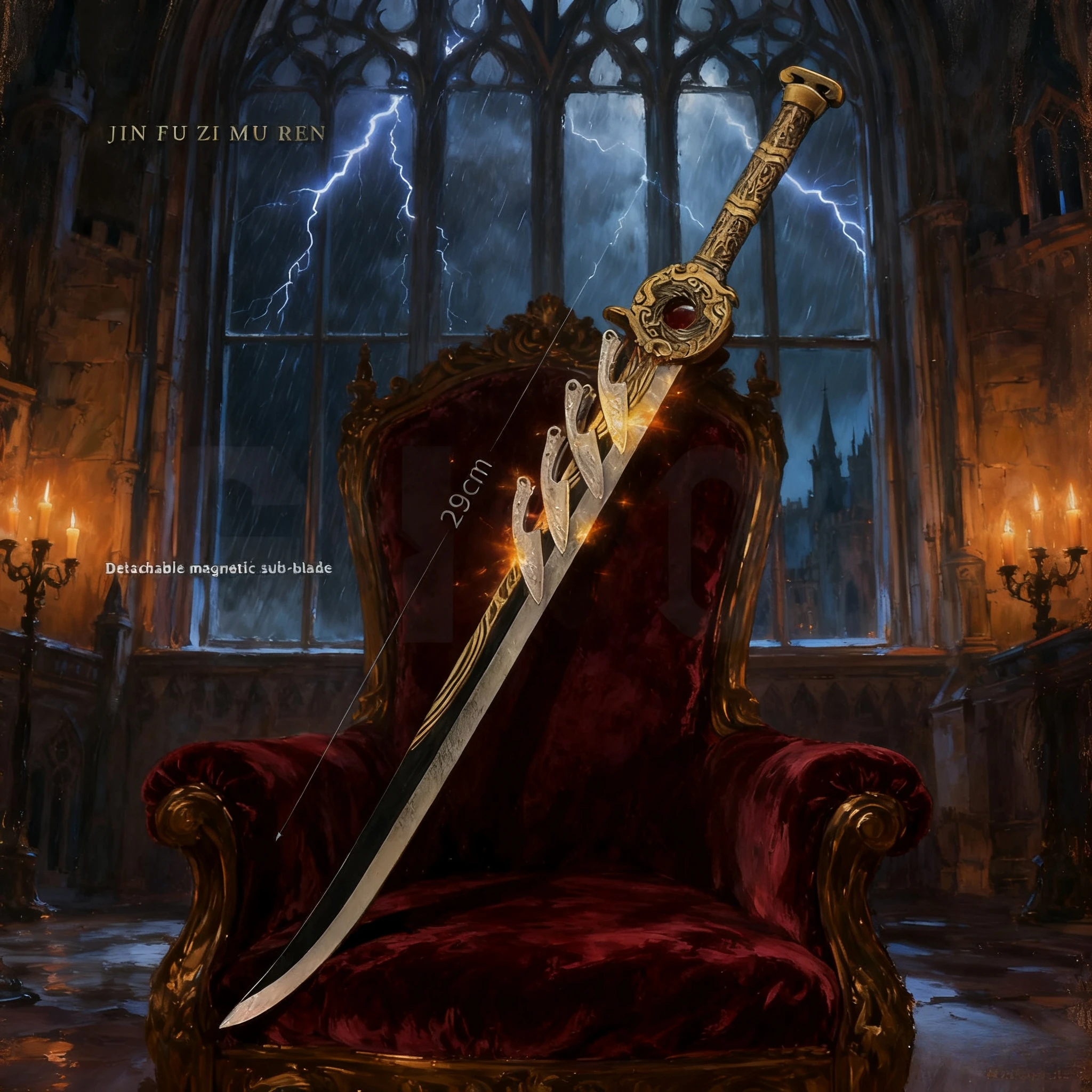 Épée dorée interconnectée Han Li 29cm/11.42 pouces, modèles d'épée de périphériques d'anime, Collection d'exposition de bureau, cadeau d'anniversaire pour filles et garçons