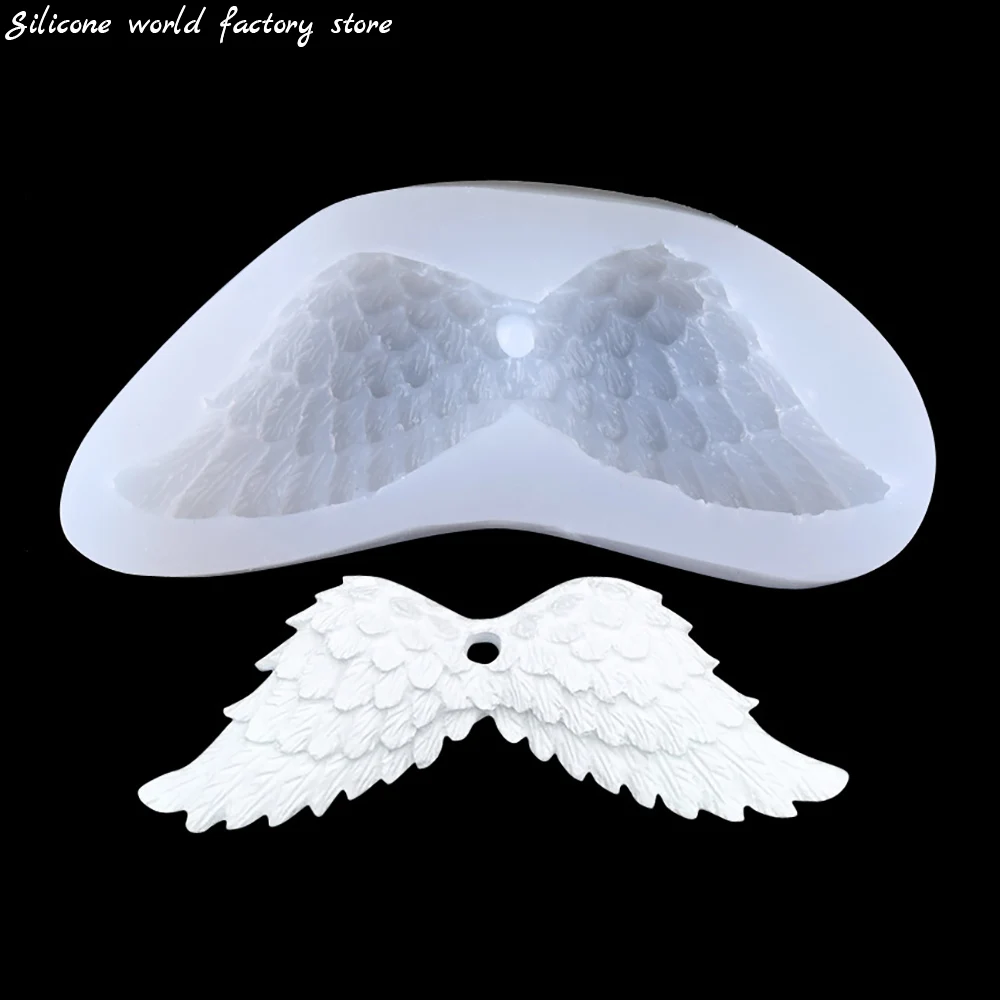 Silicone world Angel Wings Silicone Mold Pendants Necklace Silicone Epoxy Resin Mold chocolate Cake Clay Silicone Making Tools