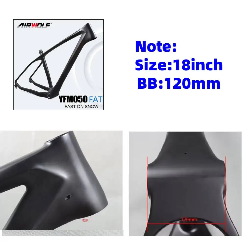 Lightweight 26ER*5.0inch Carbon Fat Bike Frame BSA Thru Axle 197*12mm 150*15mm Snowbiking Bicycle Frameset MTB Carbon Fat Frame