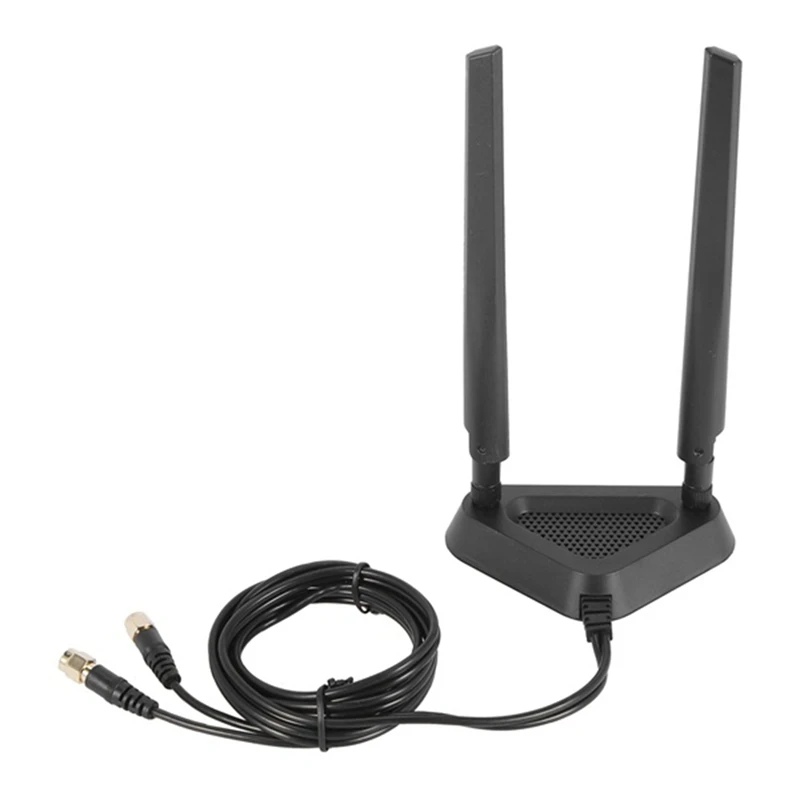 2.4G/5G Dual Frequency Extension Cable Antenna Wifi Router Wireless Network Card 8Db Sma Antenna Magnetic Suction Black 1 Piece