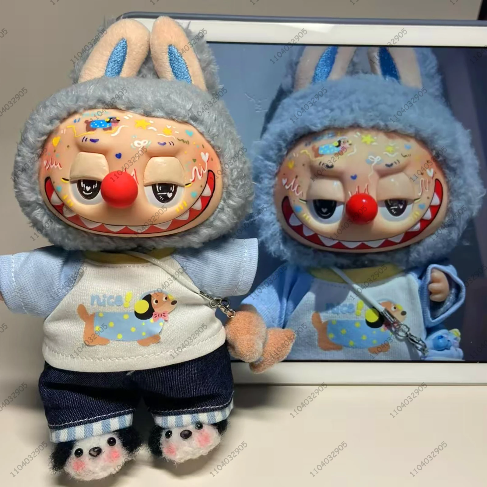 

Labubu The Monsters Clown Joker Макияж из натуральной Labubu Трансформация Захватывающее миндальное печенье Виниловая плюшевая игрушечная фигурка