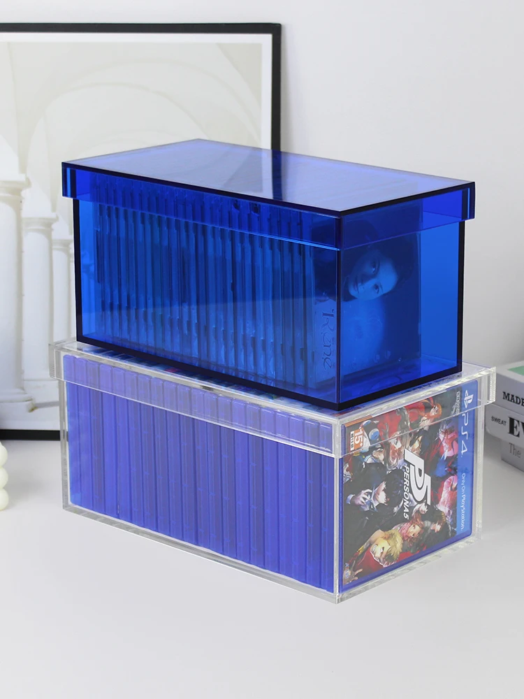 Acrylic Storage Box for CD,DVD,Movie Disc,Game Cassette,Disc Album Holder Bin Collectibles Dustproof Protection Case Organizer