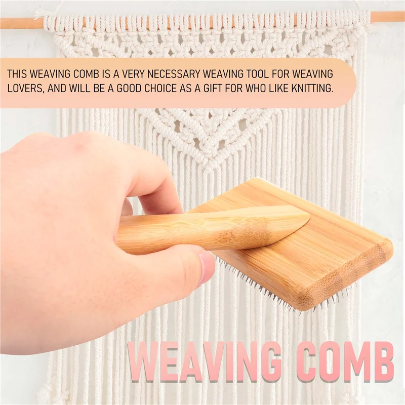 

YOST-Macrame Brush Tapestry Weaving Comb Tool Macrame Fringe Weaving Knitting Accessories DIY Braided Open Knot