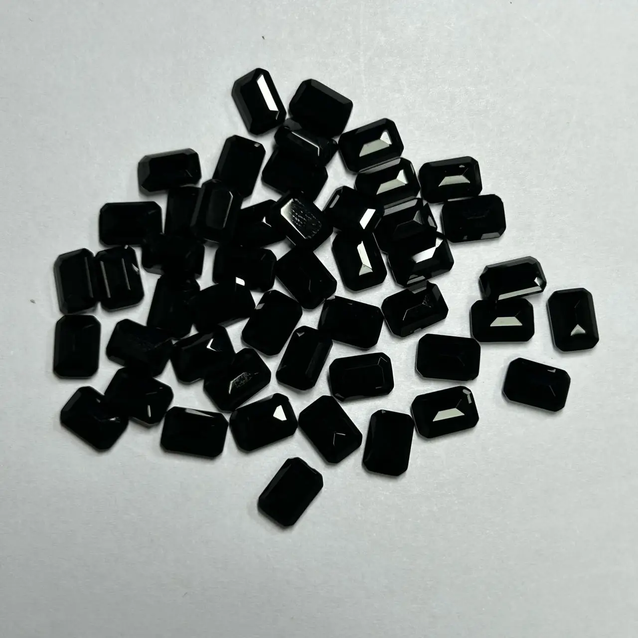 Natural Agate Black Onyx Emerald Cut 5x7mm Loose Jewerly Gemstones