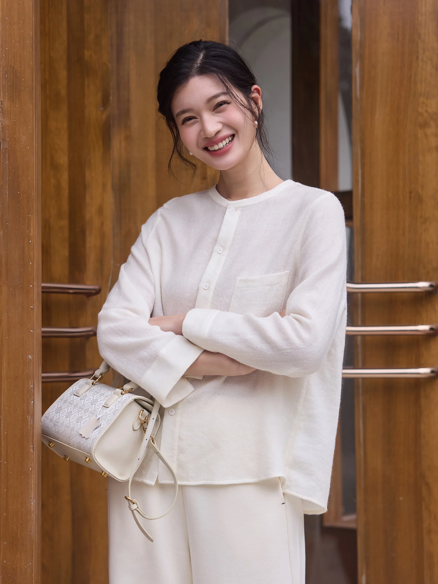 

Philota Women's Wool irt Stand Collar Breathable Faionable Versatile Chinese Sle Winter Top Multi-Options Regular Fit