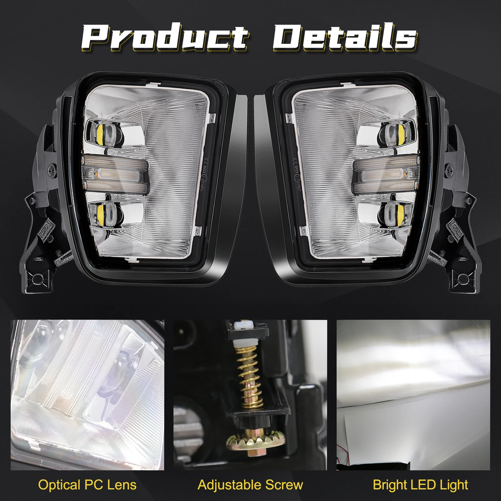 LED Fog Lamp Daytime Running Lights For Dodge Ram 1500 2013 2014 2015 2016 2017 2018 DRL Turn Signal White Yellow Car Accessoies