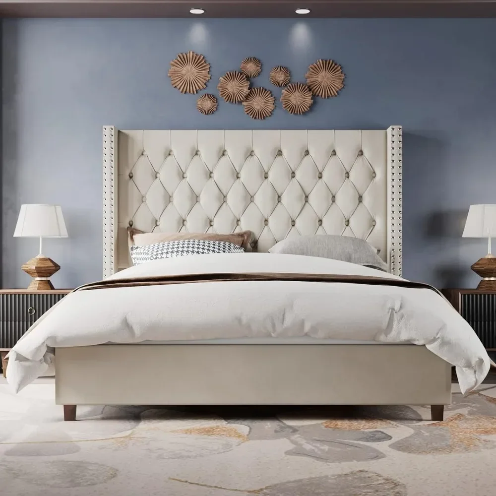 Velvet Upholstered Bed, Frame  61.4