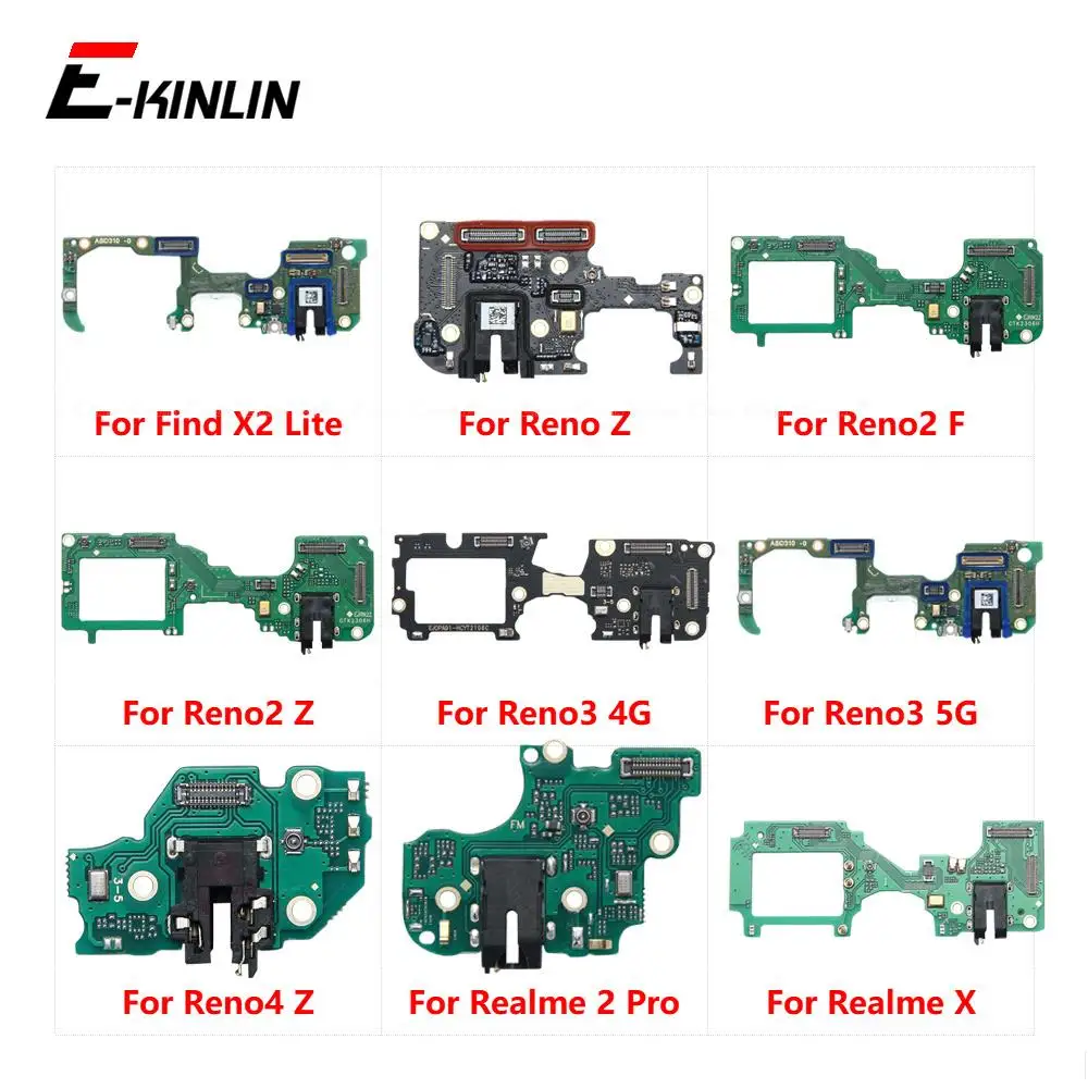 Headphone Jack Audio Microphone Connector Complete Board Flex For OPPO Find X2 Lite Reno Z Reno2 F Reno3 Reno4 Realme 2 Pro X