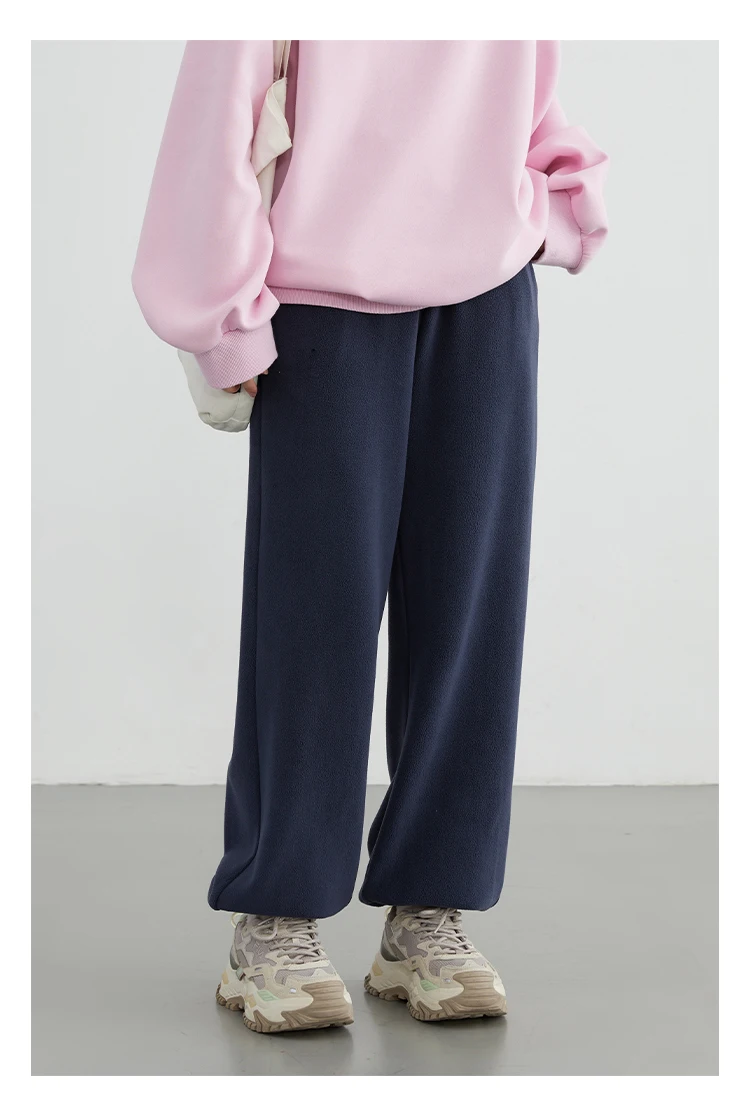 CHIC VEN Women's Pant Loose Casual New High Waist Fleece Pant Thick Plush Warm Female Sports Trousers Autumn Winter 2023