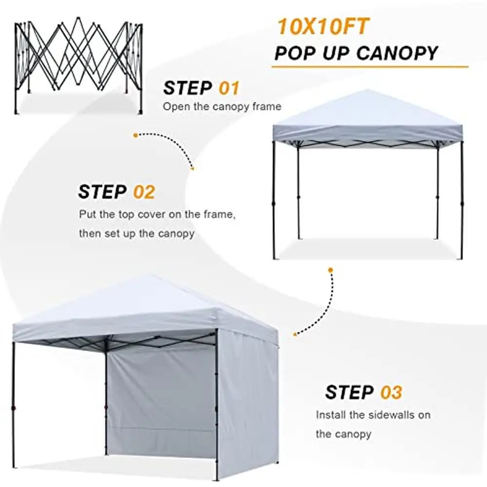 Pop Up Canopy Tent com 2 Sunwalls removíveis, Proteção UV, Craft Show, Vendedor, Festival Tailgate, Evento Abrigo Fácil, 10x10ft