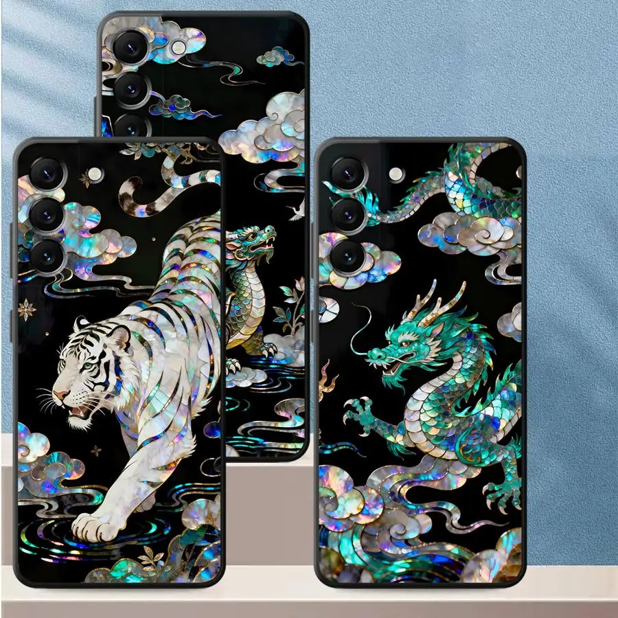 Чехол для телефона Tiger Green Dragon для Oppo Reno15 Reno14 Reno13 Reno12 Reno10 Reno8 Reno7 Reno6 Reno5 T F Pro Plus 4G 5G, мягкий чехол
