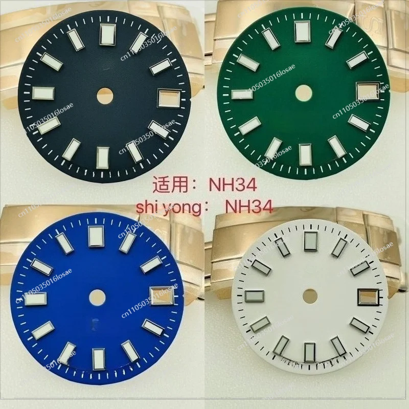 For NH34 Dial 28.5mm Mechanical Watch Modified NH35 Green Luminous Literal Watch Accessories