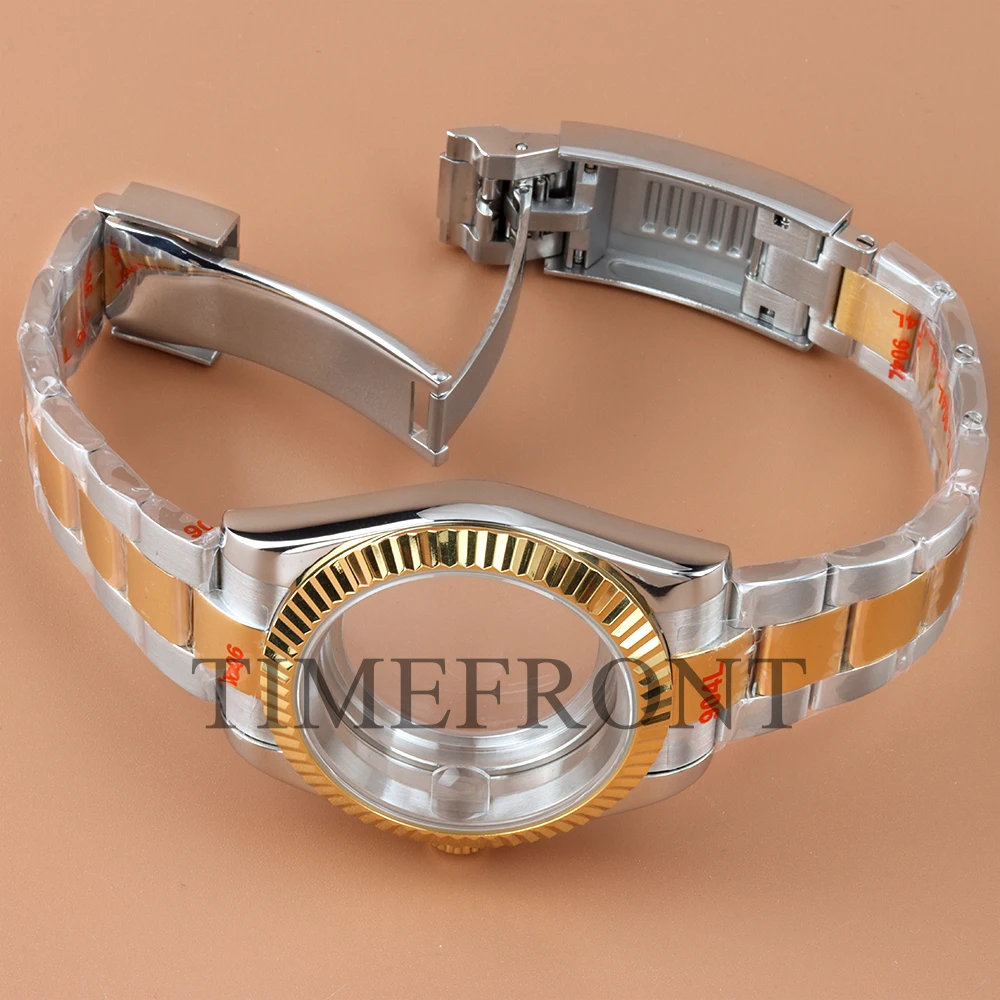 Roségoldenes 36/39 mm großes NH35-Uhrengehäuse für DATEJUST Seiko NH35 NH36-Uhrwerk, 28,5 mm Zifferblatt, wasserdichtes Jubilee-/Oyster-Armband aus 316L-Stahl – Detail 9
