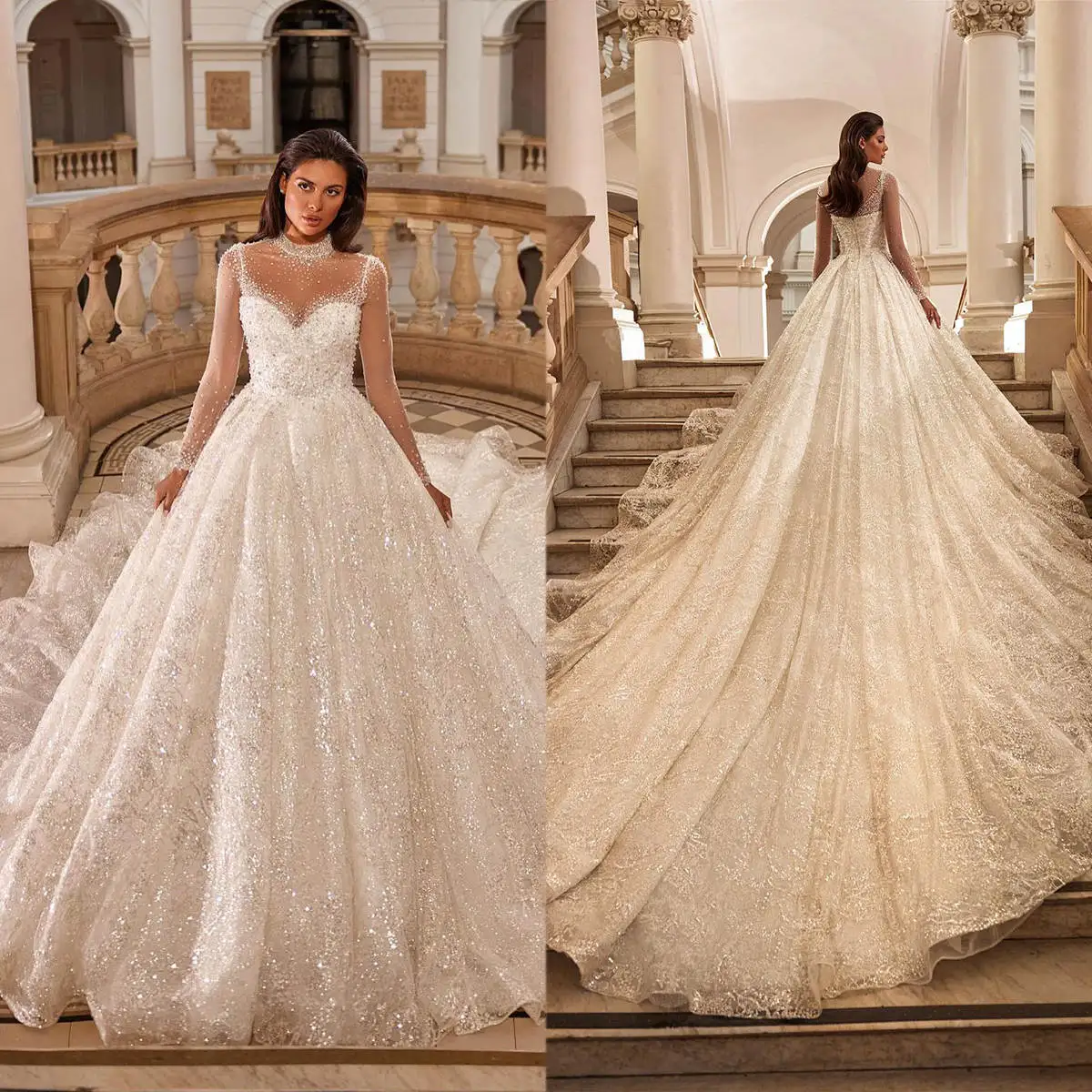 Brilliant Sweetheart Bridal Gown with Jacket Modern Pearl Ball Gown Wedding Dresses Sweep Train Vestido De Noiva Customized