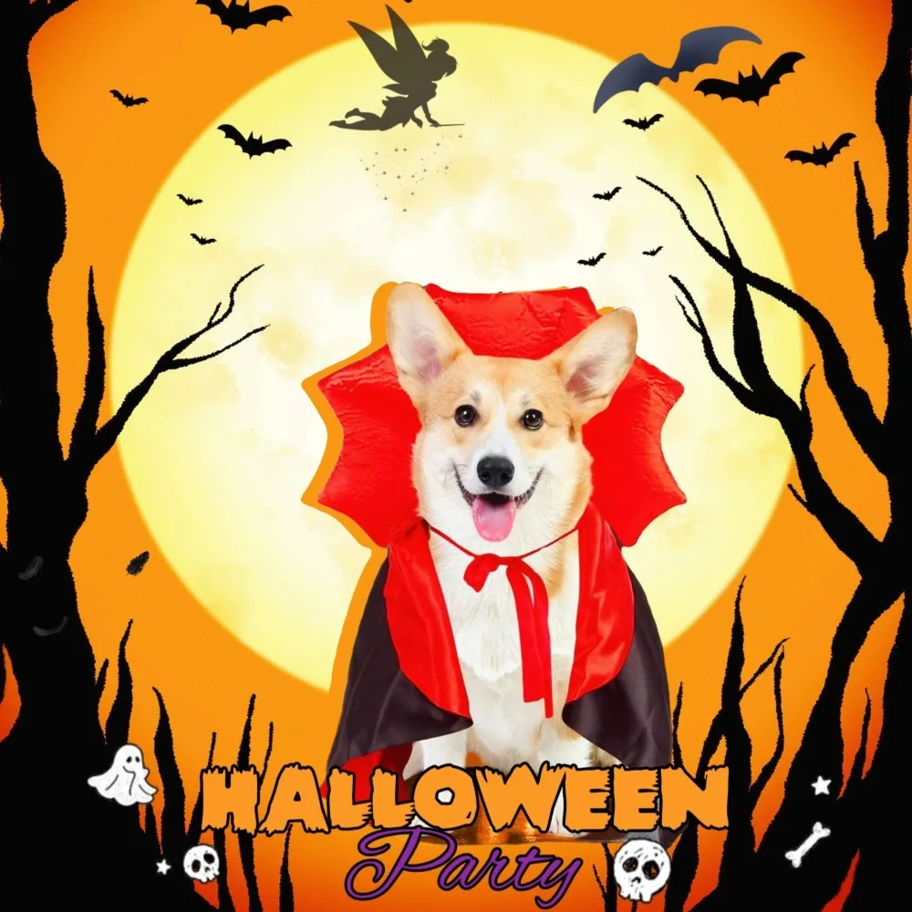 Pet Halloween Polyester Vampire Cloak Transformation Costume Cat Dog Witch Cloak Festivals Pet Role-playing Adjustable Costume 5