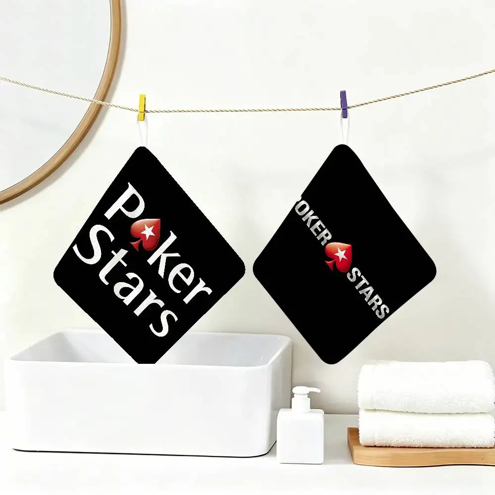 vintage game P-Poker S-Stars Polyester Cotton Hand Wiping Towel, Anti-shrink Hanging Kitchen Cloth for Household Cleaning