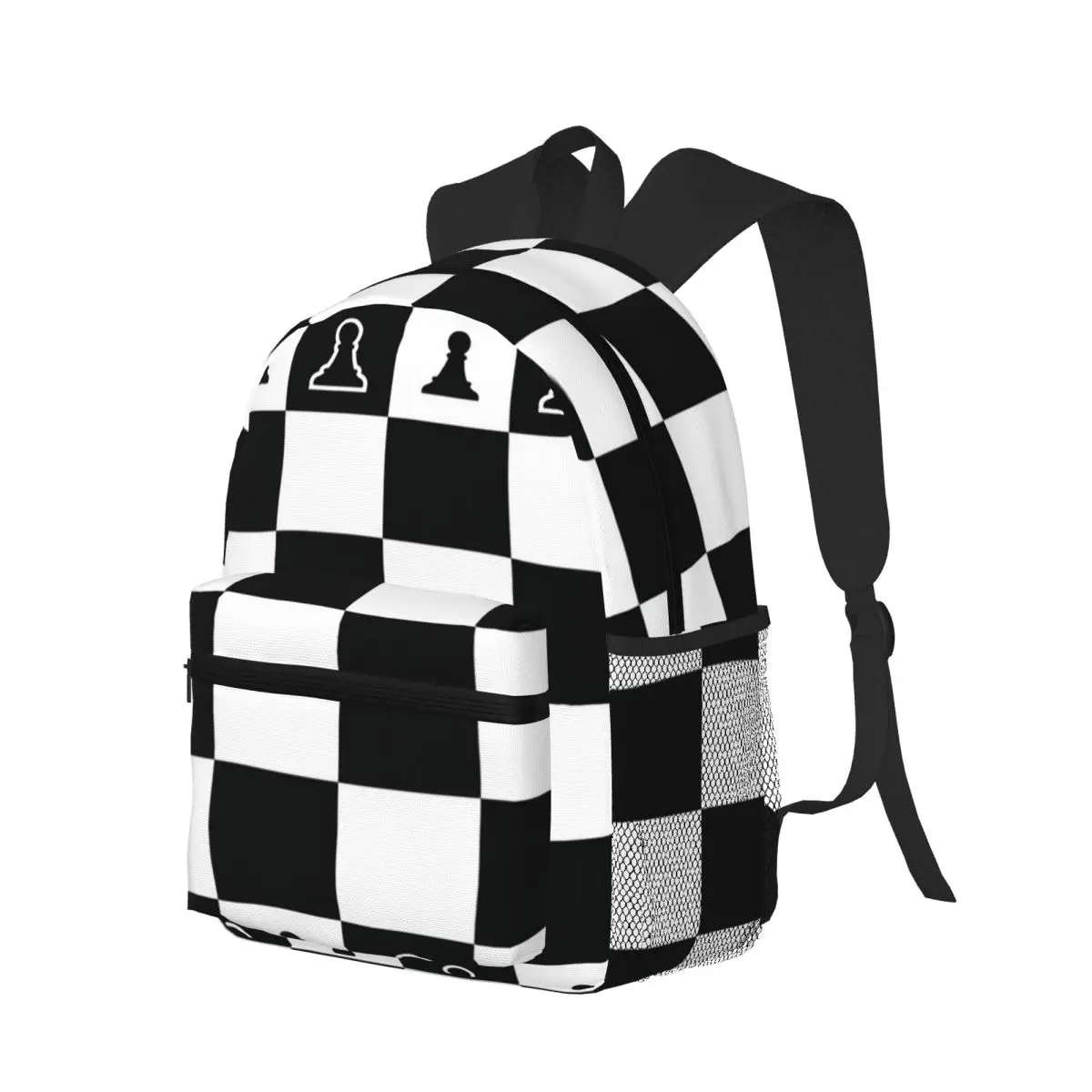 Chess Board Black And White Grid Checkered Student Backpack School Bag Hiking Travel Daypack for Boys Girls Bookbag ShoulderBags