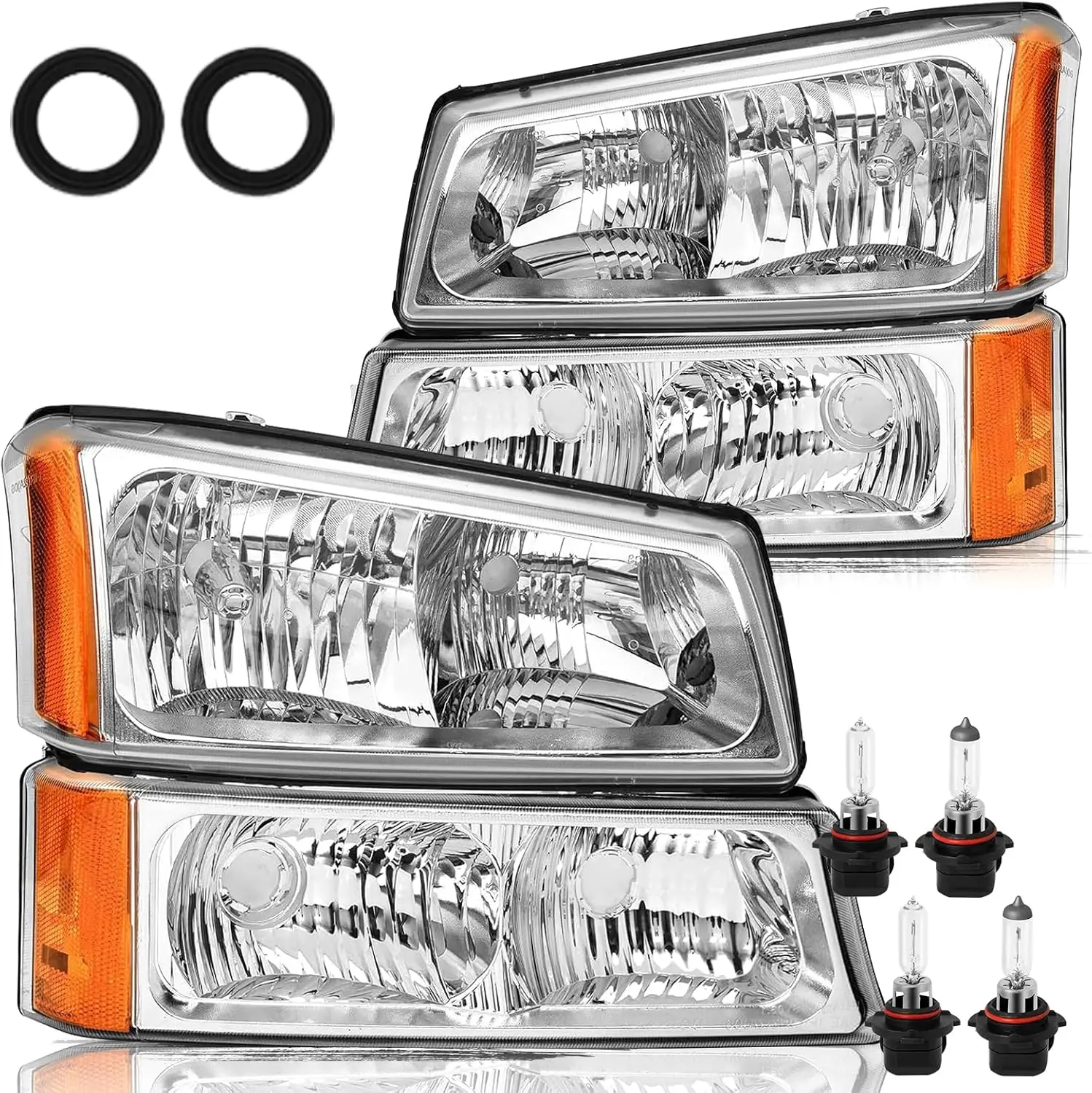 

4 шт. фара в сборе, совместимая с 2003-2006 Chevy Silverado 1500 2500 3500 HD Model/03-06 Avalanche 2500 (подходит без обшивки o