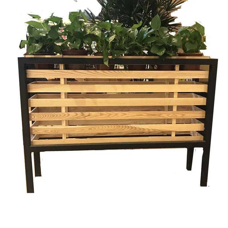 Outdoor flower box, preservative wood solid wood mesh flower stand, partition flower slot Plaza hotel large fence fence flower