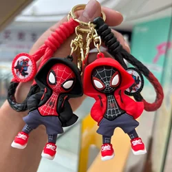 Spiderman Disney Superhero Keychain Miles Morales Cartoon Pendant Doll Keyring Bag Accessories Decoration Kids Toy Gifts