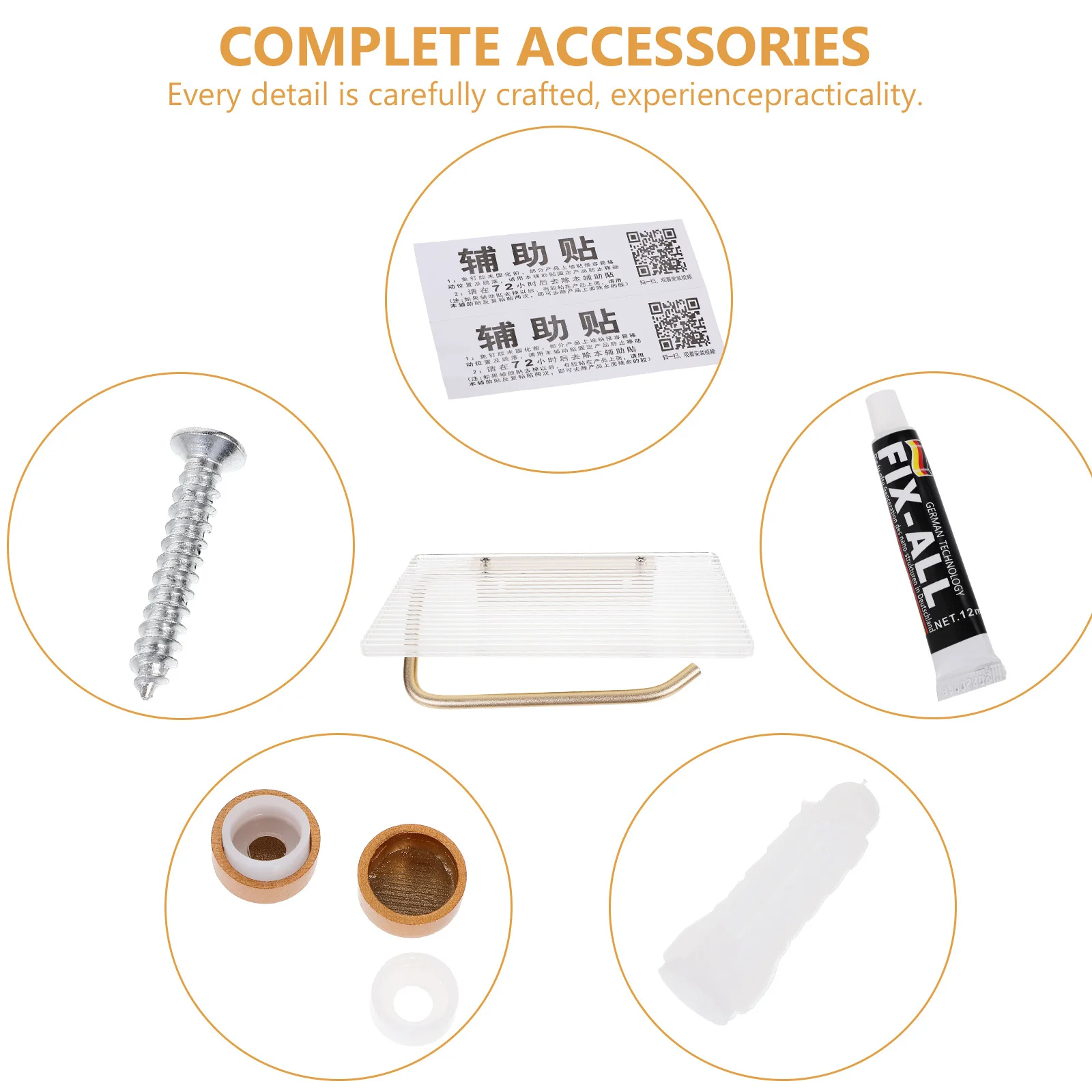 

Wall Mounted Toilet Paper Holder Roll Paper Rack Acrylic Iron Shelf Organizer for Bathroom and Kitchen Toilet Roll Holder