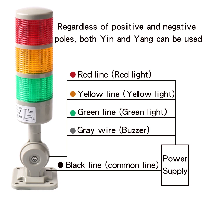 Rotatable 180 Stack Light Red Amber Green Warning Light Industrial For CNC Machine DC12-24V AC110-220V Steady Flashing Light LED