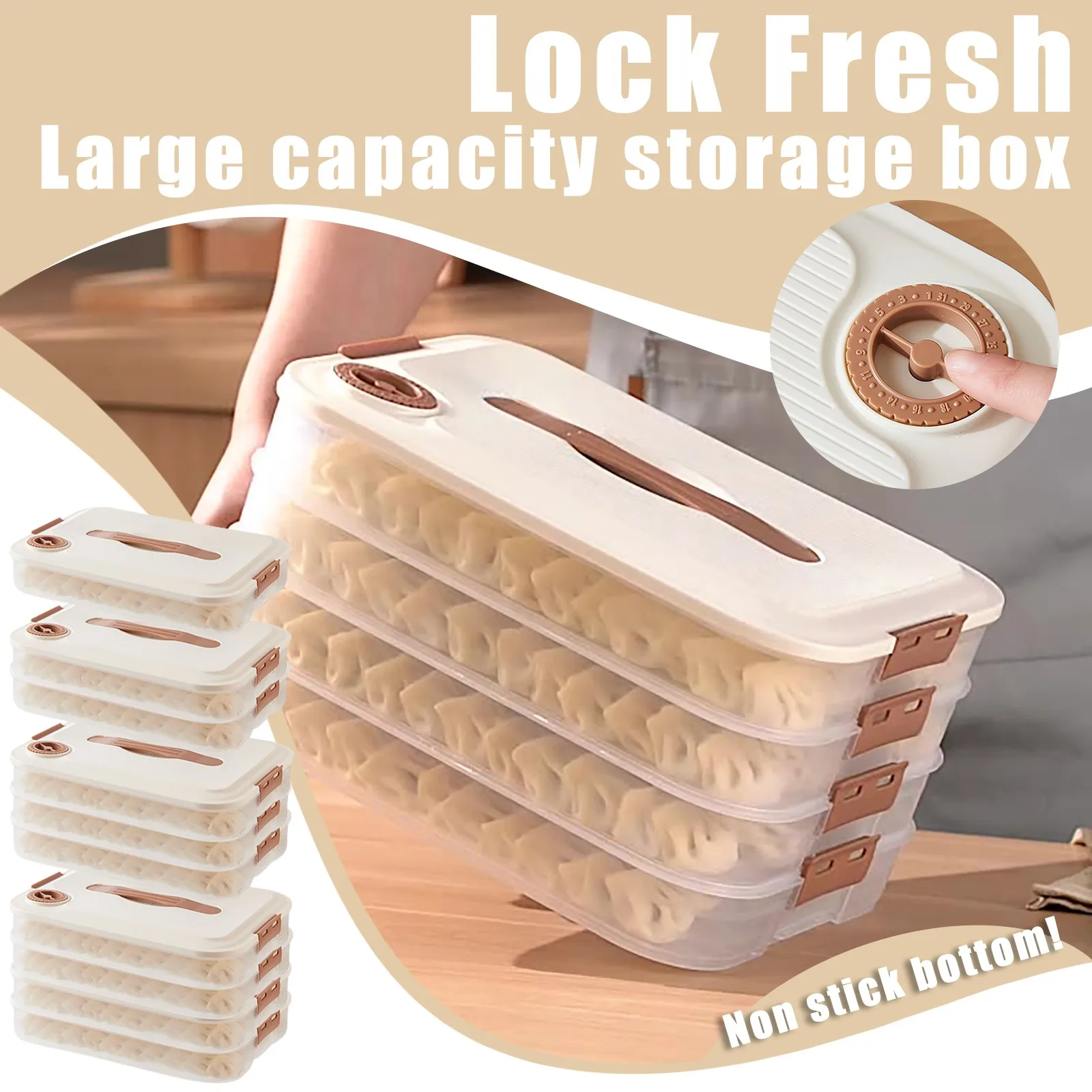 Multilayer Kitchen Food Grade Multilayer Dumpling Storage Box for Freezing and Fresh Keeping with Sealed Refrigerating Function