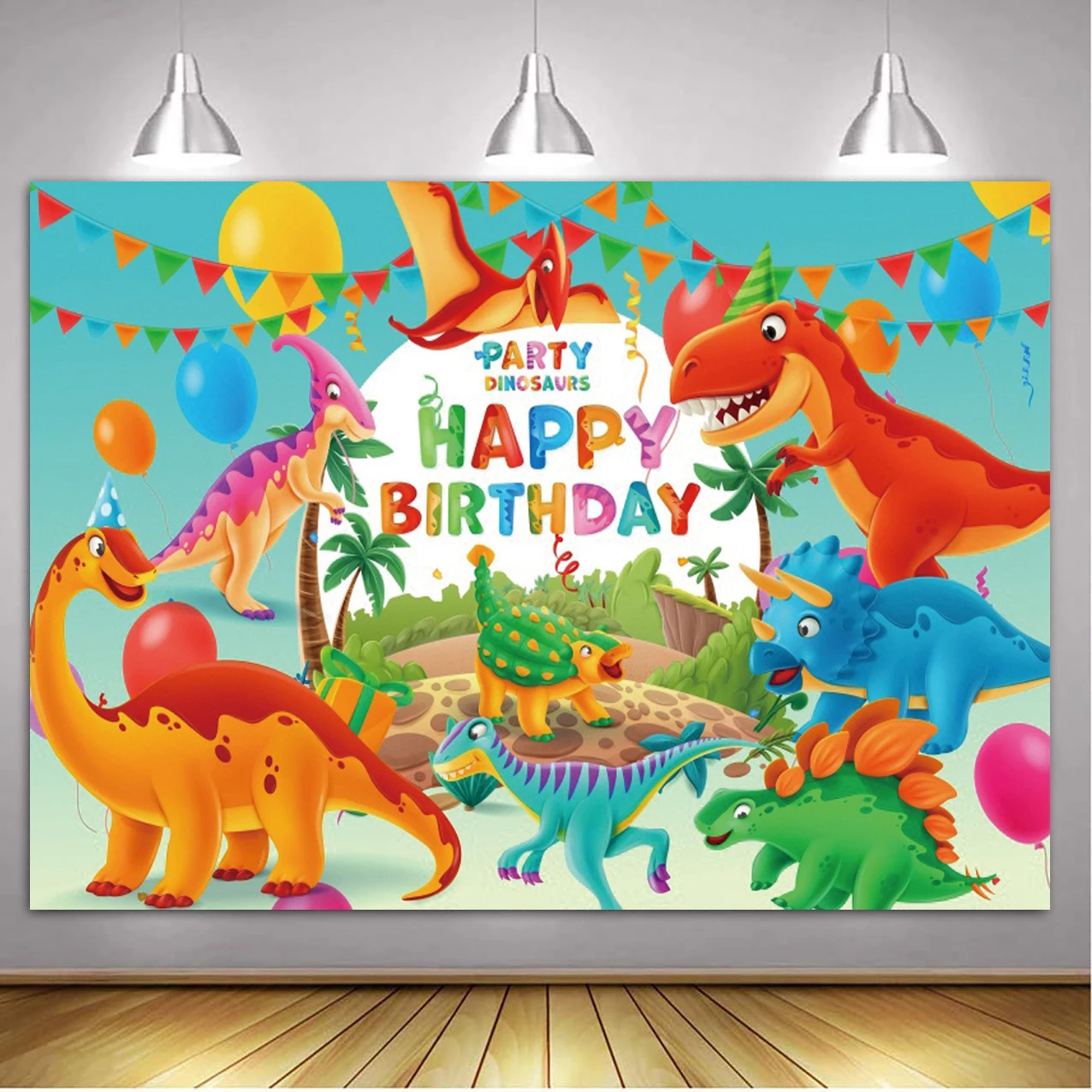 Cartoon Dinosaur Birthday Backdrop Woodland Party Decorations Jurassic World  Dino Poster Backgrounds For Baby Shower