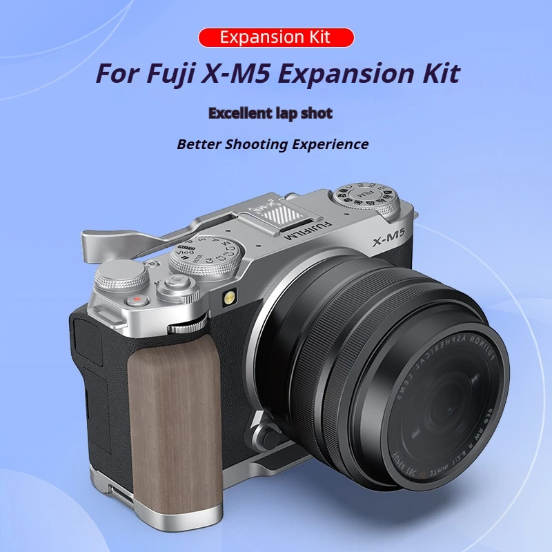 For Fuji X-M5 Expansion Kit Cameras Quick Release L Plate Solid wood handle Aluminum finger grip shutter button Kit