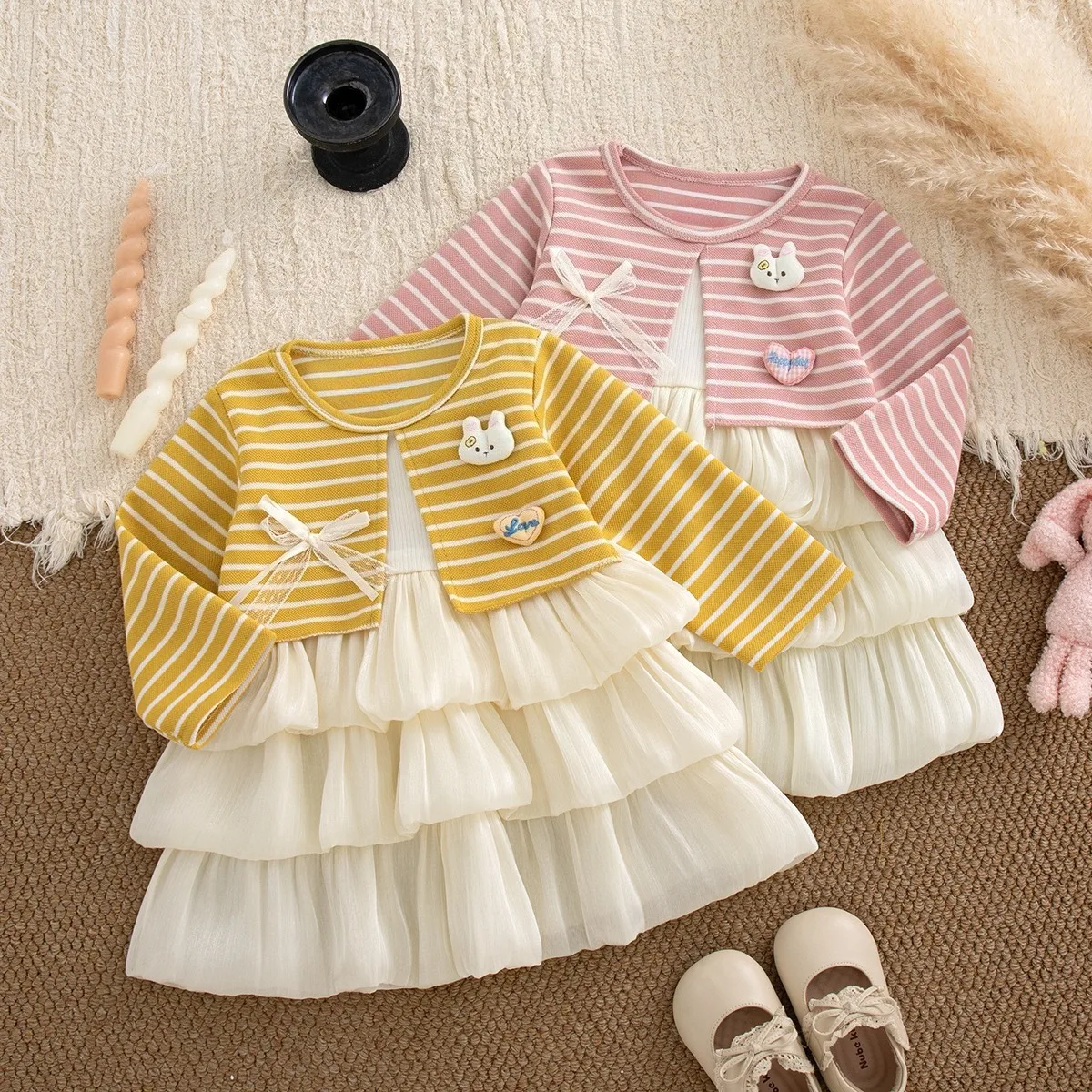 Autumn And Winter New Baby Girl Dress Long Sleeved Imitation Two Pieces Sweet Beauty Baby Daily Outdoor Wear Girl Cute Dress