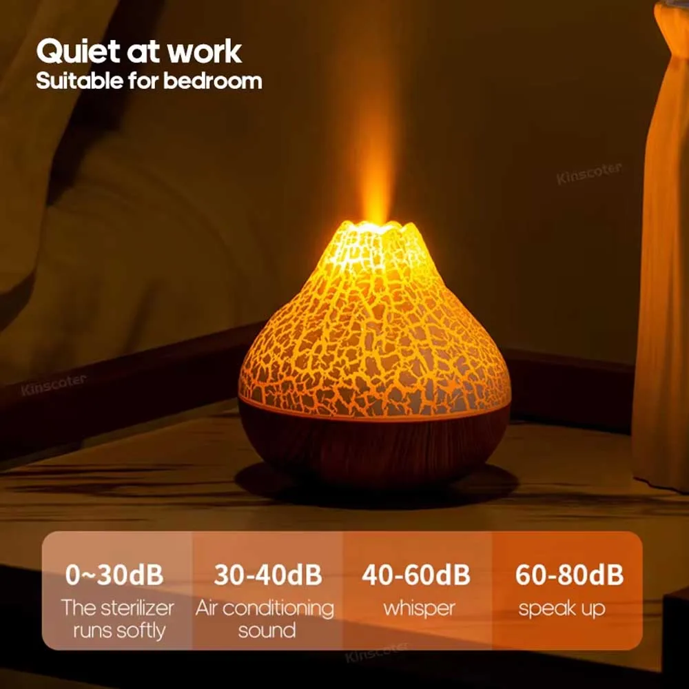 Cracked-Textured Volcano-Shaped Humidifier, USB-Powered Ultrasonic Aromatherapy Diffuser