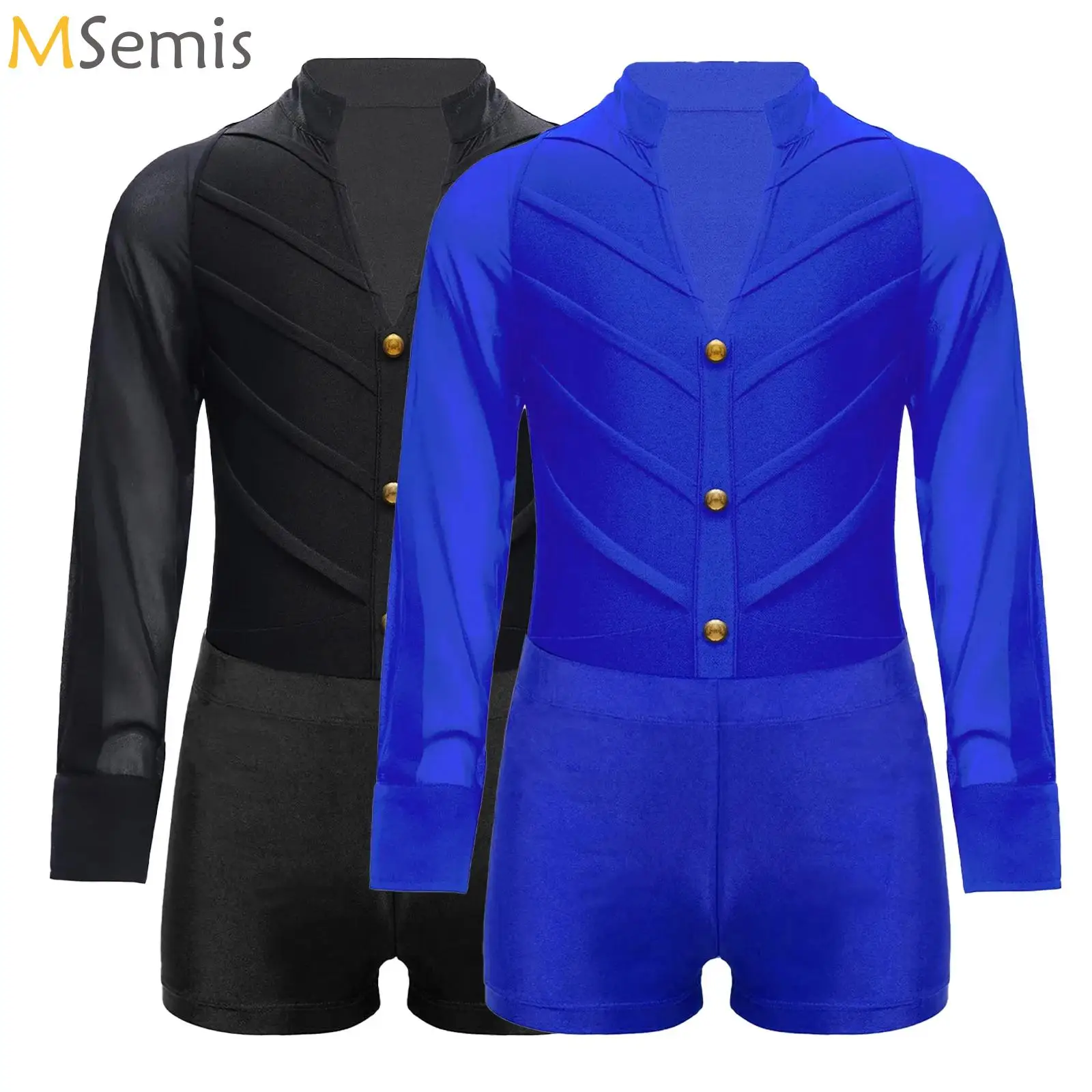 أطفال بنين أزياء رقص اللاتينية قطعة واحدة طويلة الأكمام رومبير قميص يوتار مع السراويل الحديثة الباليه الشكل التزلج Dancewear