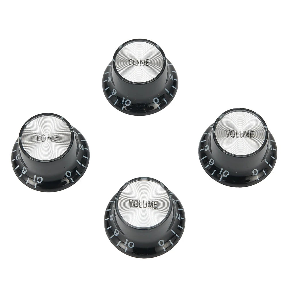 

4Pcs Guitar 2Tone 2Volume Control Knobs Silver Top Hat Bell Aluminum For Gibson Les Paul SG Musical Instruments Guitar Parts