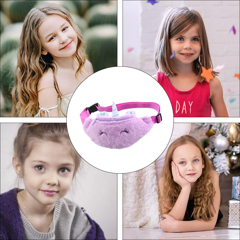 Goth heuptasje Eenhoorn heuptasje kinderriem Mooie taille paarse pluche meisjesportemonnee