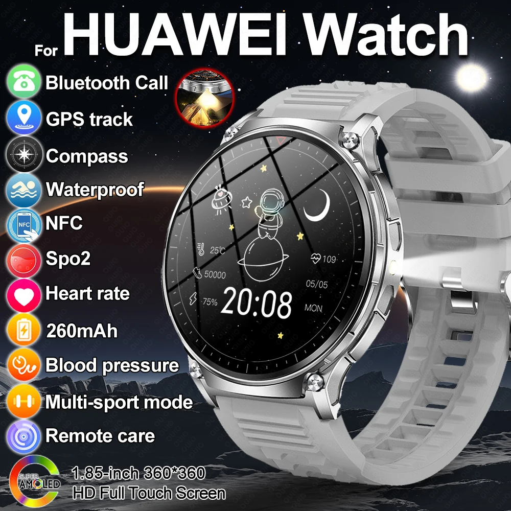 

2025 New For HUAWEI Xiaomi Outdoor Sports Smart Watch Men NFC Real Compass LED Flashlight 3ATM Waterproof BT5.1 Call Smartwatch