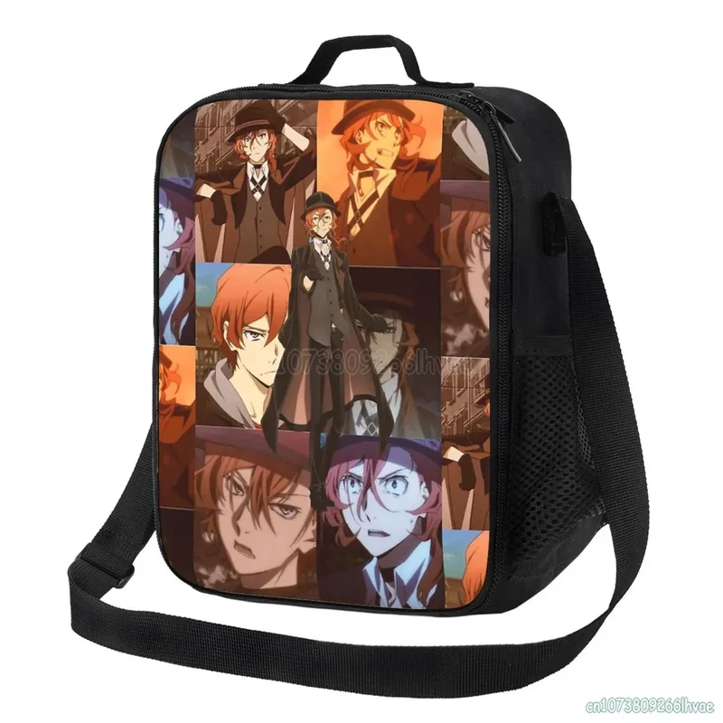 Bungou Stray Dogs Nakajima Atsushi TV Series Chuuya Nakahara Insulated Lunch Bag Resuable Waterproof Thermal Oxford Lunch Box