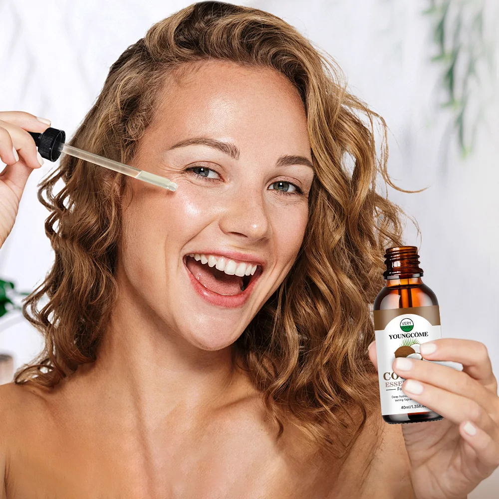Coconut Hair Straightening Essential Oil Repairs Dyed Perm Damaged Hair Improve Frizz Breakage Nourish Soften Smooth Hair Care