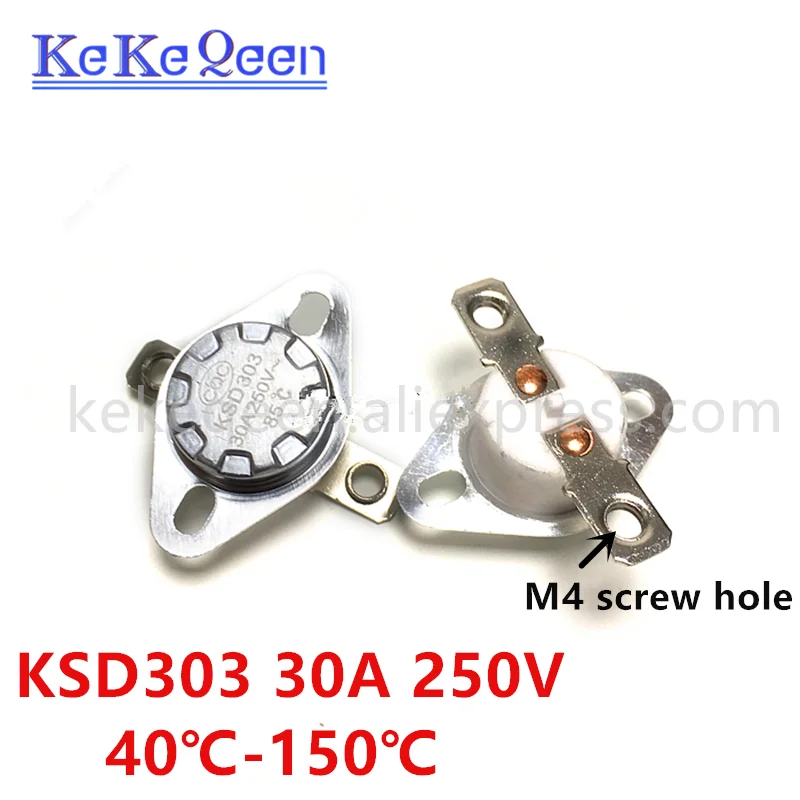 KSD303 30A 250V 40-150 degree Flat foot Fixed ring Normally Closed Temperature Switch Thermostat 40 50 60 70 80 90 100 110-150C