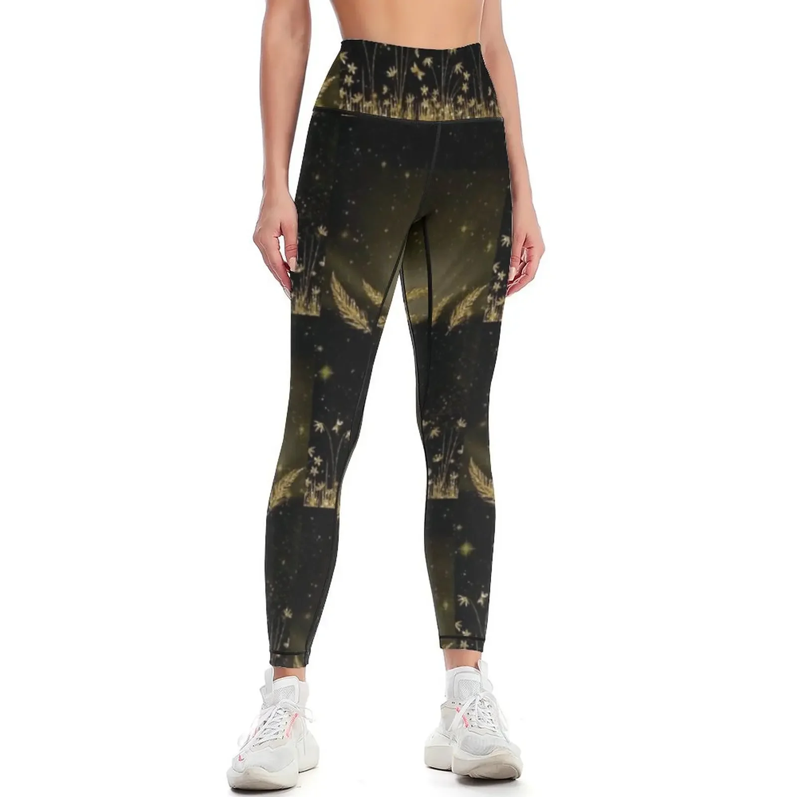 

Black and gold Leggings Sportswear woman gym jogging pants Women's high waist legging pants raises butt Womens Leggings
