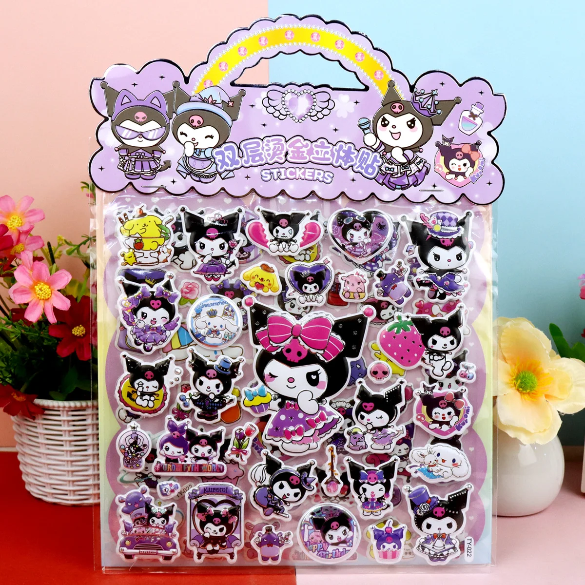 Sanrio – autocollants de marquage à chaud Double couche, dessin animé, groupe elfe ciel, autocollants à bulles 3D, peinture adhésive