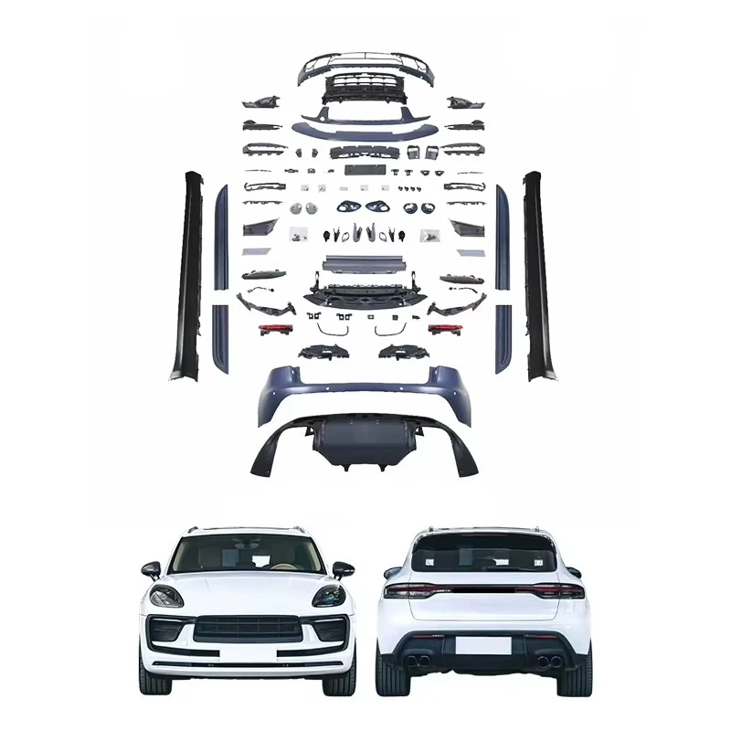2014-2021 Body Kits for Cars 95B Upgraded 2023 Front and Rear Bumpers Daytime Running Light Side Skirts for Macan