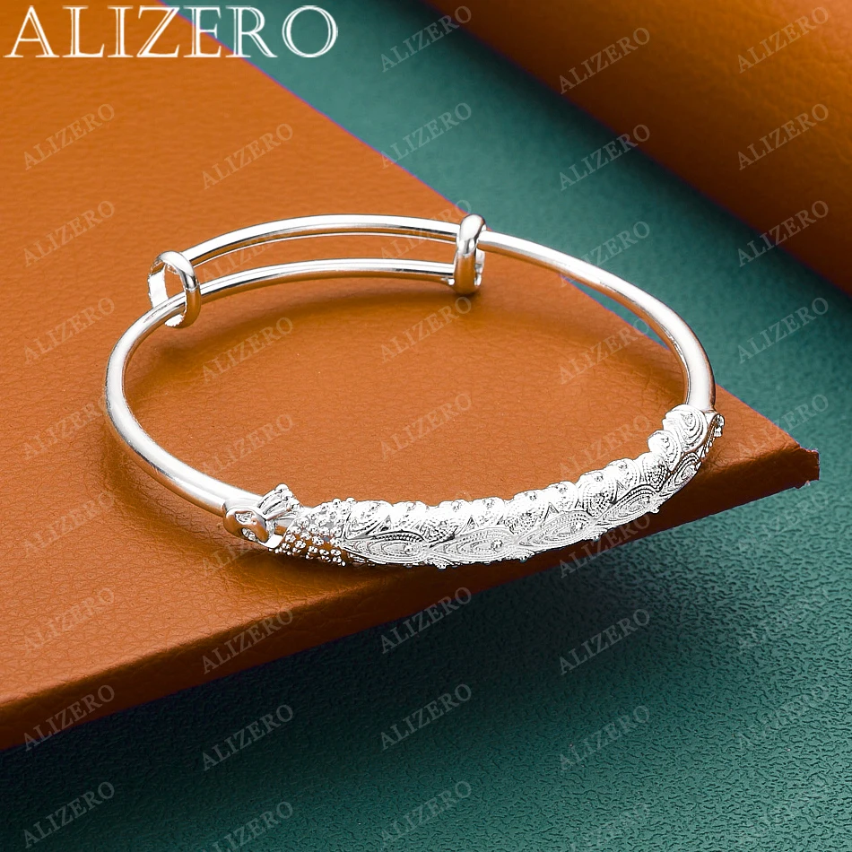 

925 Sterling Silver Bangle Peacock Adjustable Bracelet For Women Jewelry Fashion Party And Daily Wear